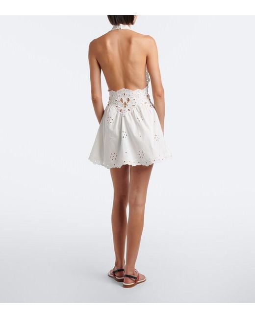 retroféte White Broderie Anglaise Cotton-Blend Minidress