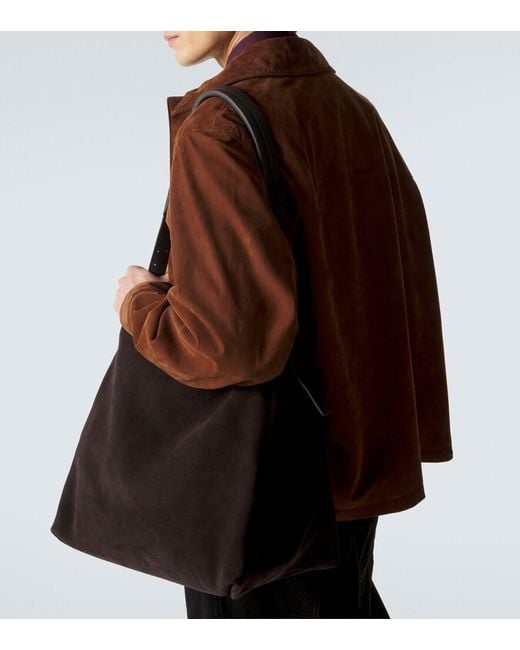 Lemaire Black Belted Suede Shoulder Bag for men