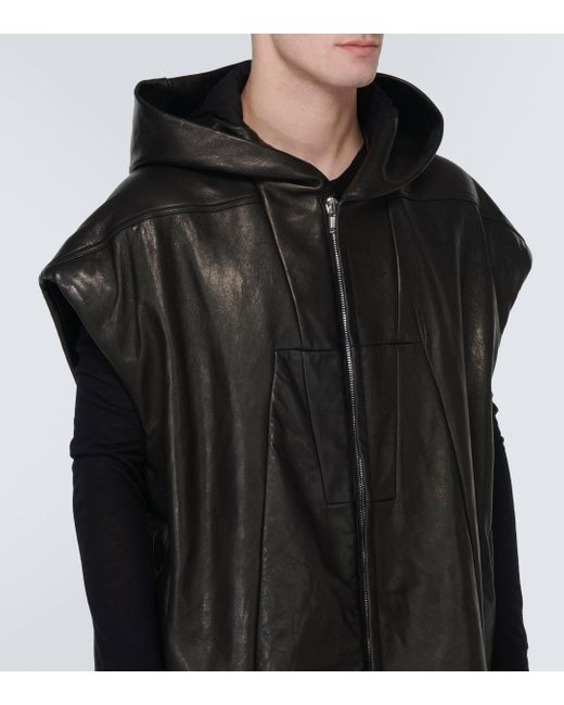 Rick Owens Black Oversized Leather Jacket for men