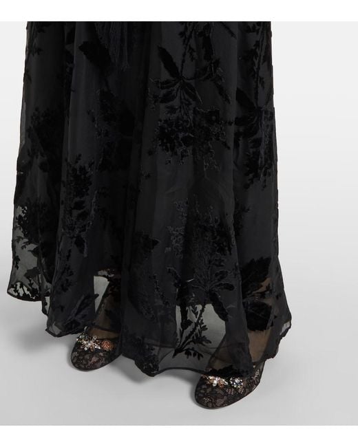 Zimmermann Black Burnout Sheath Floral Velvet Maxi Dress