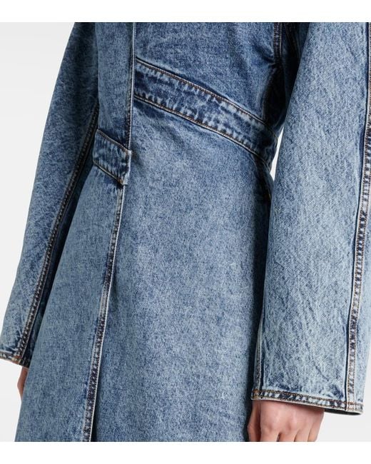 Abrigo En Denim Asimetrico Alaïa de color Blue