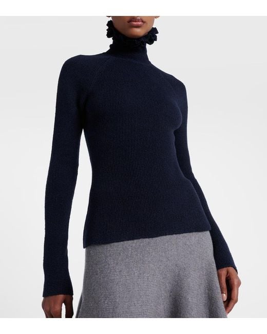 Alaïa Blue Wool And Silk-Blend Turtleneck Sweater
