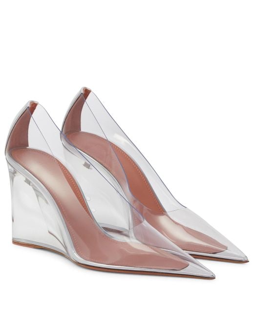 amina muaddi white pump