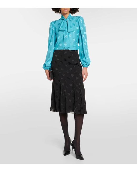 Blusa de seda con lazada y DG Dolce & Gabbana de color Blue