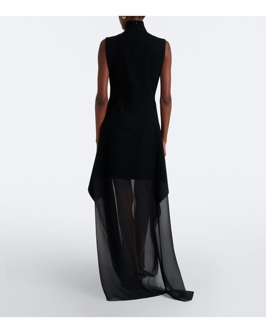 Sportmax Black Turtleneck Tiered Maxi Dress