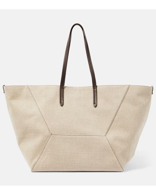 Brunello Cucinelli Natural Large Canvas Tote Bag