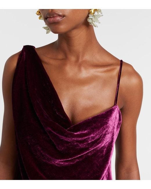 Dries Van Noten Purple Draped Velvet Top