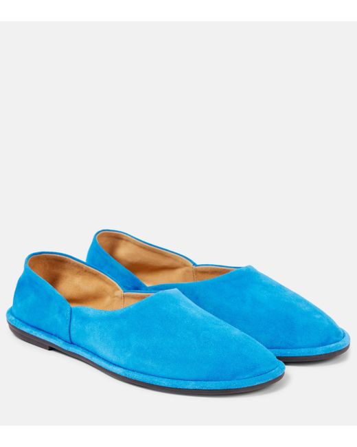 The Row Blue Cana Suede Ballet Flats