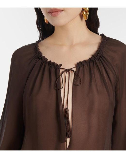 Tom Ford Brown Sheer Silk Georgette Blouse