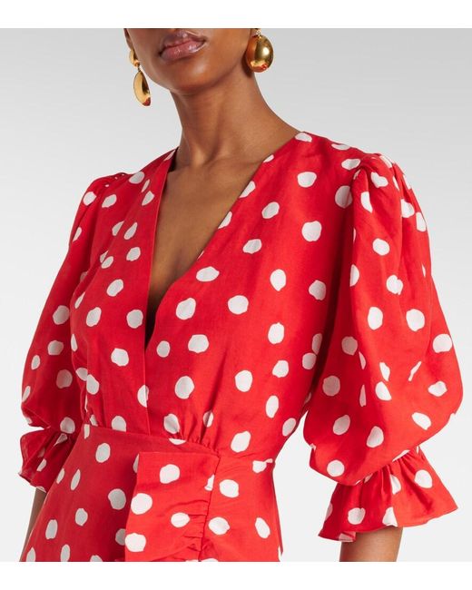 Adriana Degreas Red Polka-Dot Ruffled Minidress