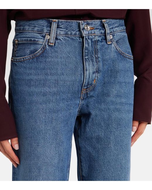 FRAME Blue The Hang Low-Rise Straight-Leg Jeans