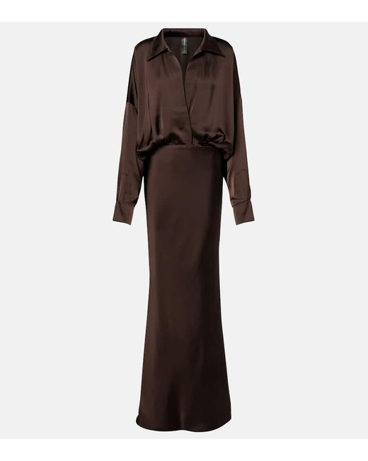 Norma Kamali Brown Robe Aus Satin