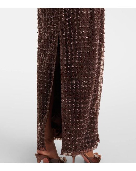 ROTATE BIRGER CHRISTENSEN Purple Beaded Strapless Maxi Dress