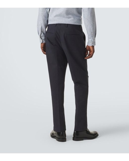 Umit Benan Blue Matt Cotton-Blend Straight Pants for men