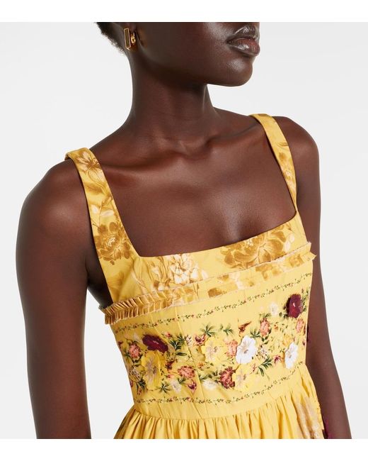 Agua Bendita Metallic Barbara Floral-Applique Cotton Maxi Dress