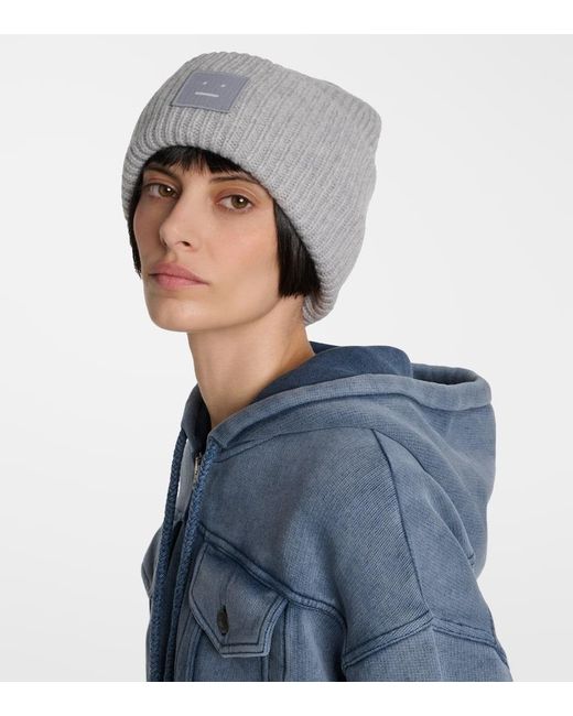 Acne Gray Beanie Pansy aus Wolle