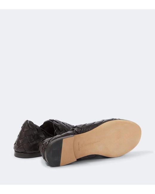 Bottega Veneta Black Leather Intrecciato Slippers for men