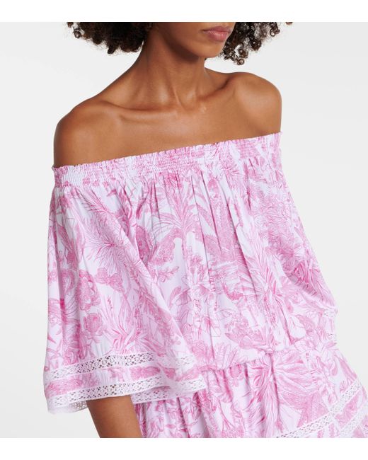Melissa Odabash Pink Micha Floral Off-shoulder Minidress