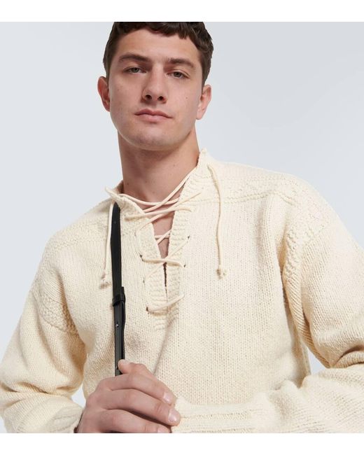 Jil Sander Pullover Aus Wolle Und Seide in Natural für Herren