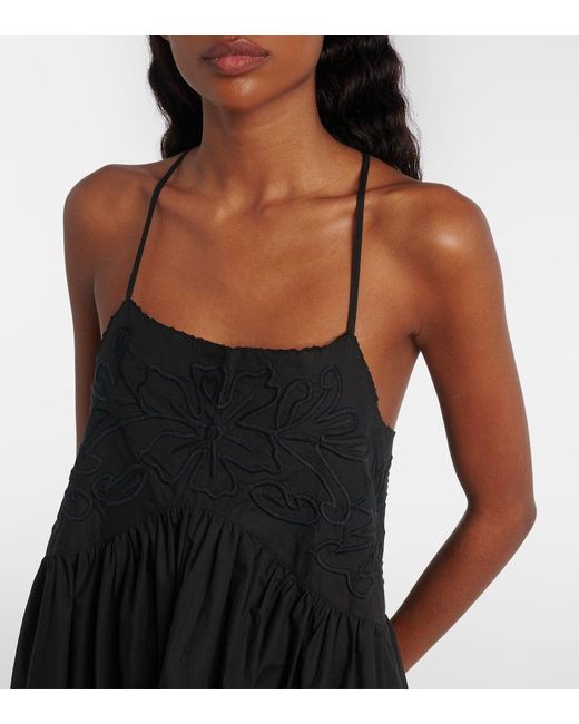Juliet Dunn Black Embroidered Cotton Poplin Minidress