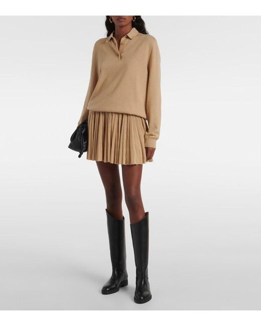 Loro Piana Natural Luciole Cashmere-Blend Polo Sweater