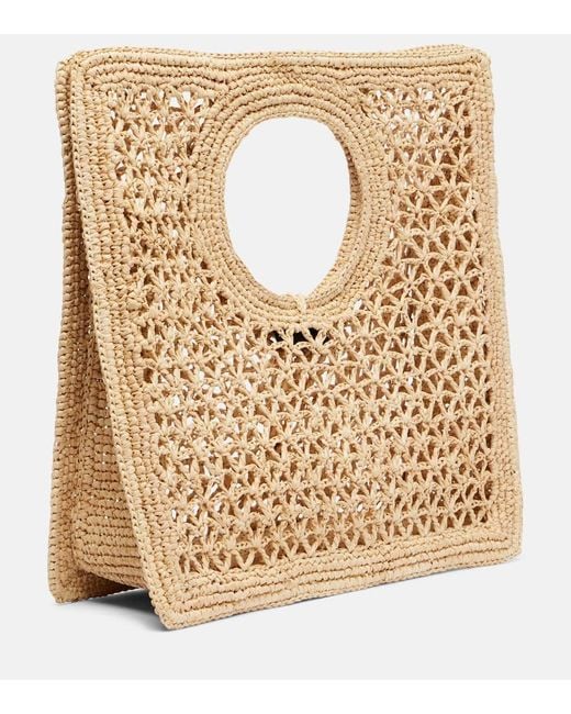 Jacquemus Metallic Tote Bag Spiaggia Small Aus Raffiabast