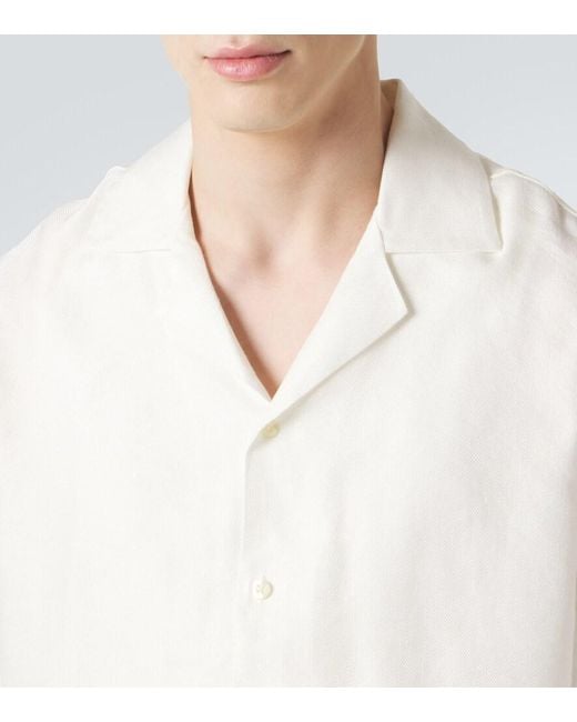 Frescobol Carioca White Safra Linen-Blend Shirt for men