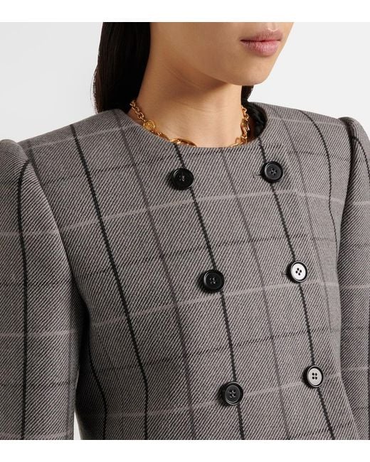 Chloé Gray Checked Cropped Wool Jacket