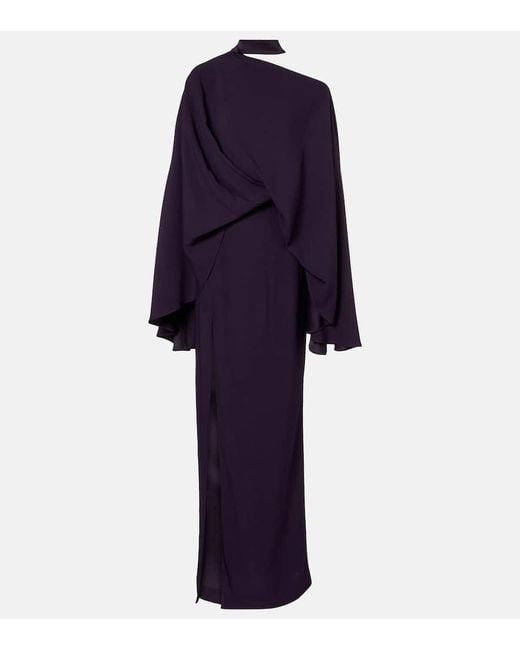 Taller Marmo Blue Brooks Scarf-Detail Crepe Cady Gown