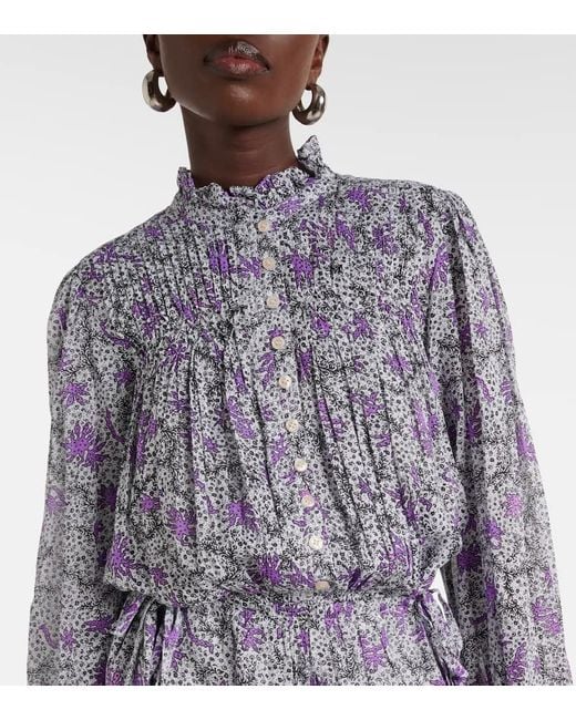 Robe Midi Dalida Imprimee En Coton Isabel Marant en coloris Gray