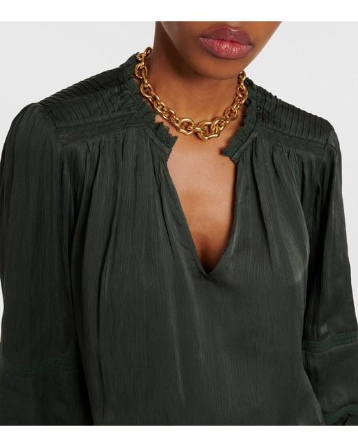 Velvet Green Koren Lace-Trimmed Blouse