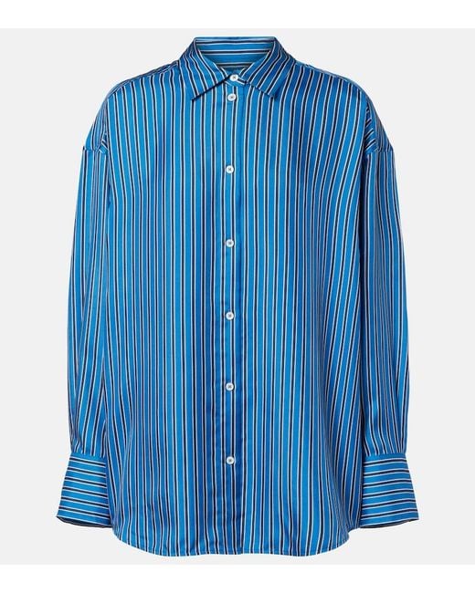 Totême Blue Striped Oversized Silk Shirt
