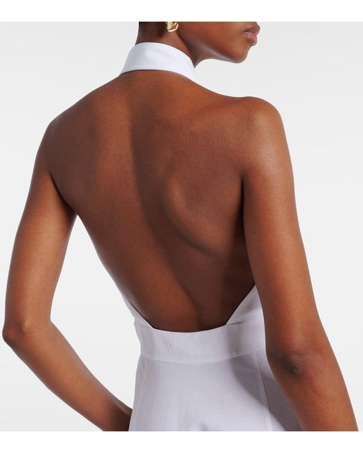 Vestido Largo De Popelin De Algodon Ralph Lauren de color White