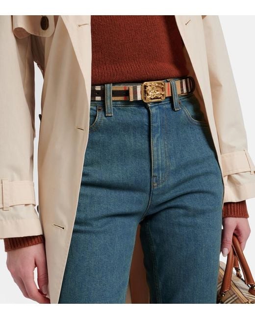 Burberry Brown Ekd Check Reversible Belt