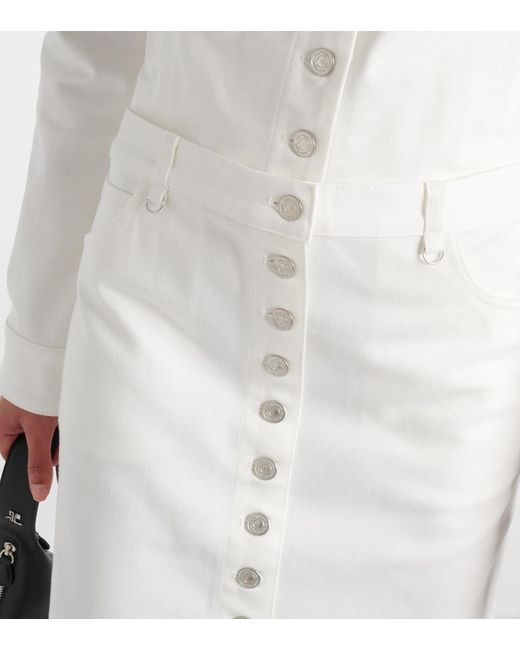 Courreges White Multiflex Denim Midi Skirt