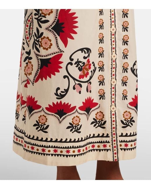 Farm Rio Red Cashew Mandala Cream Printed Maxi Dress
