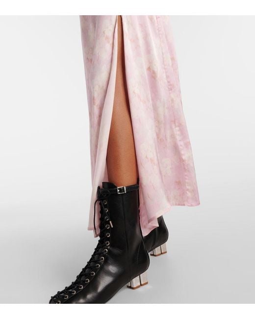 Ganni Pink Floral Satin Maxi Dress