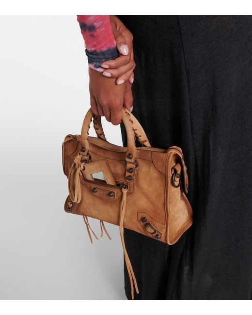 Balenciaga Brown Le City Small Suede Top-Handle Bag