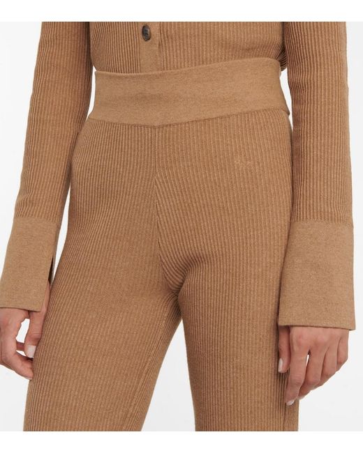 FRAME Natural Ribbed-knit Cotton-blend Pants