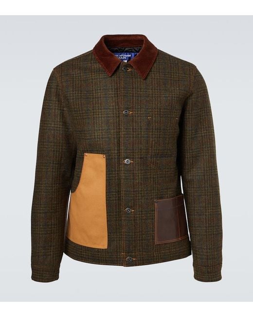 Veste En Laine Et Cuir A Carreaux Junya Watanabe pour homme en coloris Green