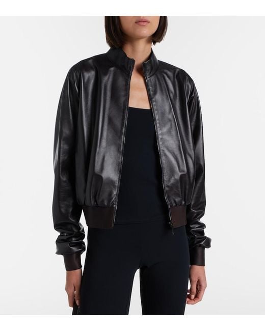 Gucci Black Leather Bomber Jacket