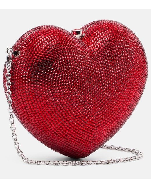 Judith Leiber Red L'Amour Petit Cour Embellished Clutch