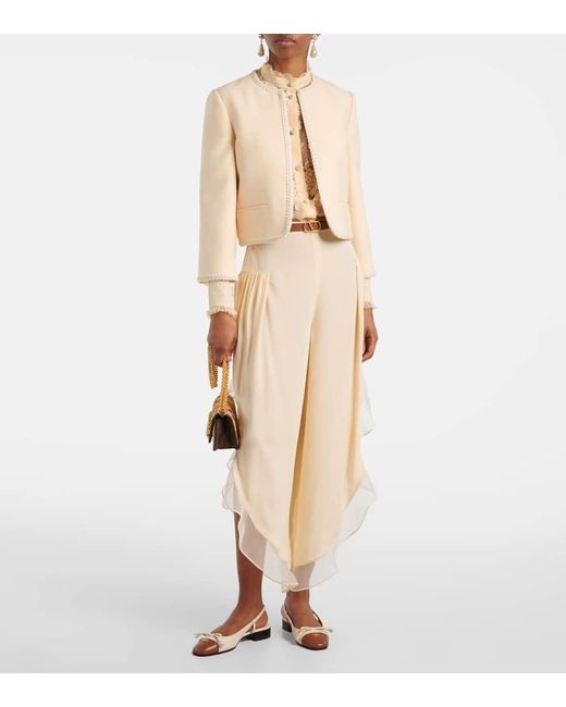 Valentino Natural Bluse Aus Seidenchiffon