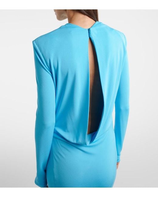 Tom Ford Blue Open-Back Crepe Jersey Gown