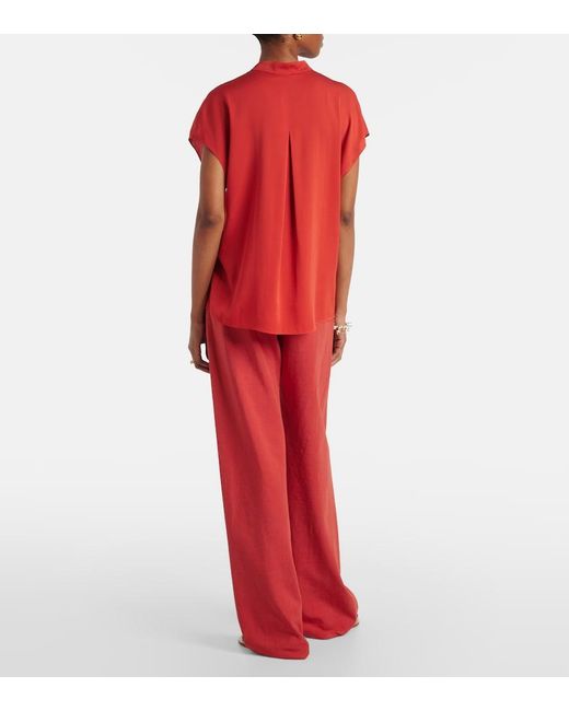 Vince Red Silk-Blend Blouse