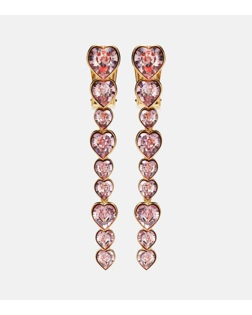 Oscar de la Renta White Crystal-Embellished Clip-On Earrings