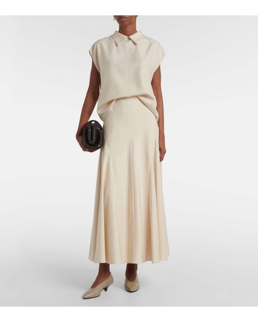 Loro Piana White High-Rise-Midirock Giustina Aus Seide