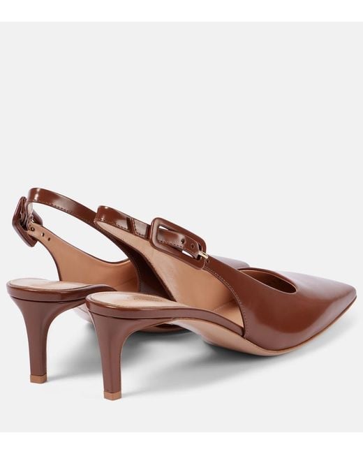 Gianvito Rossi Brown 55 Patent Leather Slingback Pumps
