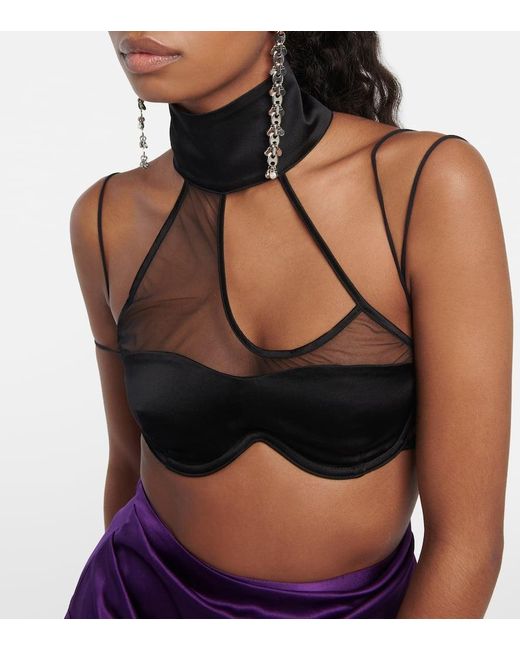DIDU Black Bralette Aus Satin Und Mesh