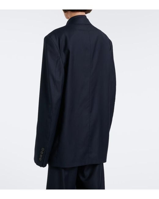 Gucci Blue Double-Breasted Oversized Wool Blazer